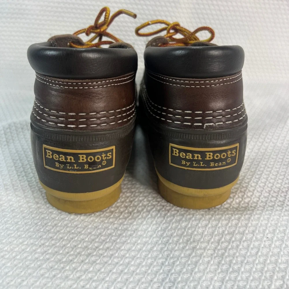 LL Bean Bean Boots Mens Brown Leather Waterproof Duck Shoes US 9? See Sizing